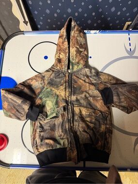 Walls Kids Camo Hooded Zip Sweatshirt - Brown Green Black